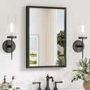 Keonjinn 16 x 24 Inch Black Bathroom Mirrors for Over Sink, Beveled Rectangle Framed Mirrors for Wall, Black Small Bathroom Vanity Mirror, Tempered Glass, Square Corner, Farmhouse Style
