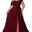 Women Plus Size Bridesmaid Dresses Sequin Summer Maxi Dress A Line Wedding Guest Prom Evening Party Cocktail Gown, 2XL