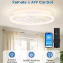 VOLISUN Low Profile Ceiling Fans with Light and Remote, No Assembly, 24in Fandelier Ceiling Fan with Lights, 3000K-6500K Dimmable Flush Mount LED Fan Light, White Bladeless Ceiling Fans for Bedroom