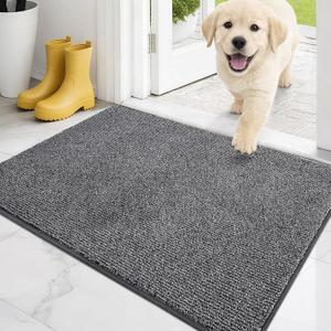 PURRUGS Dirt Trapping Door Mat 20" x 31.5", Non-Slip Machine Washable Entry Rug, Entrance Mat, Indoor Front Door Mat, Super Absorbent Entryway Rug for Muddy Shoes & Paws, Heathered Grey