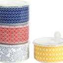 Selamica Ceramic Bowls with Lids,14 OZ Small Serving Bowls with Lids for Lunch Picnic Microwave Safe, 5 Inch Kitchen Food Storage Bowls Set of 4 for Prep, Salad, Pasta, Cereal, Assorted Colors