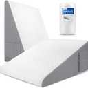 Forias Wedge Pillow for Acid Reflux Relief 12" Bed Wedge Pillow for Headboard Triangle Pillow Wedge for Sleeping Post Surgery Legs Back Pain Gerd Snoring, Soft Memory Foam Top & Washable Cover (Gray and White)