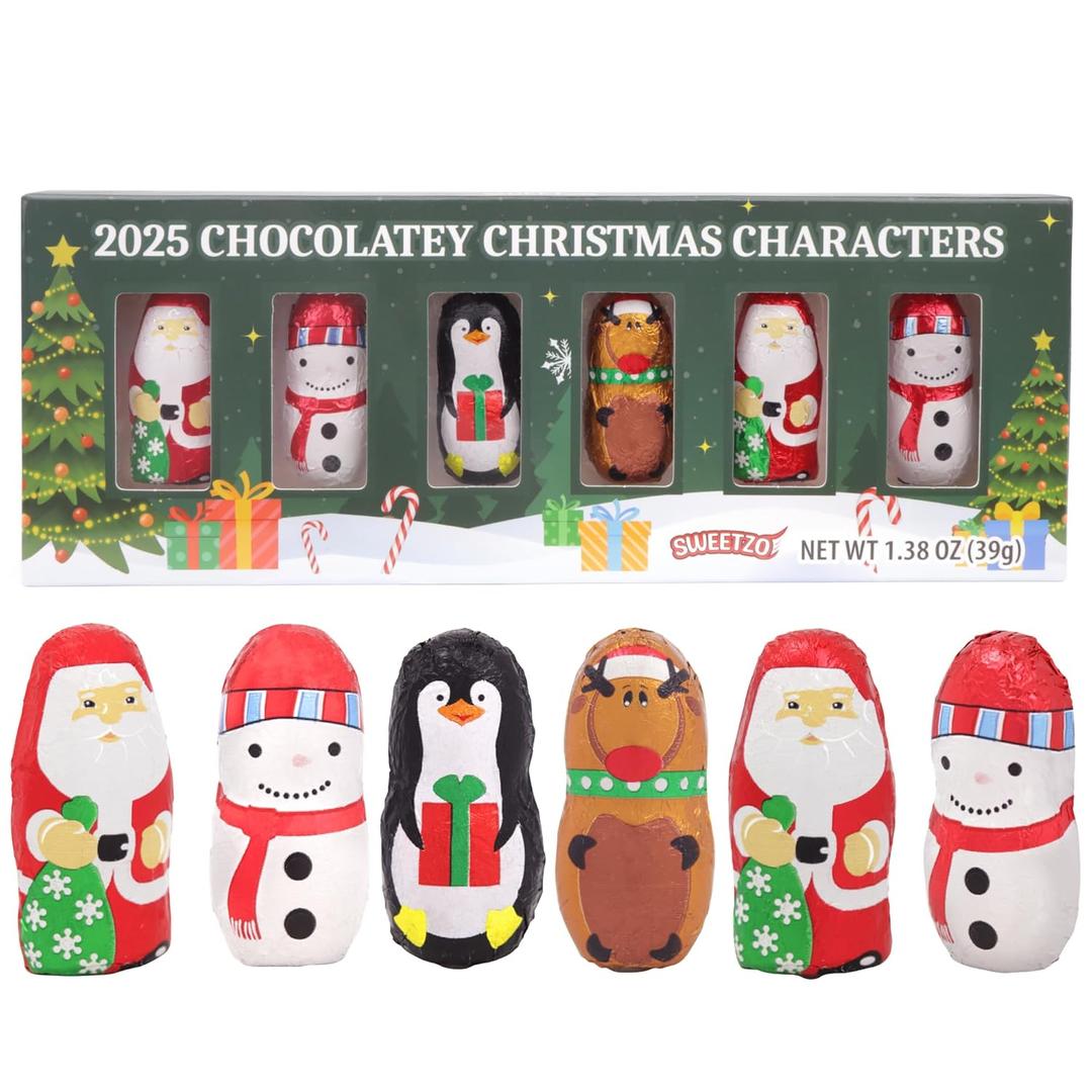 2 x Mini Chocolatey Christmas Characters, Individually Foil Wrapped Pieces, Stocking Stuffer Candy, 1.38 Ounces