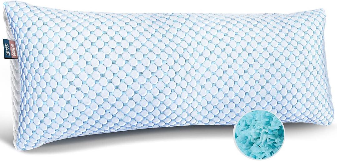 Nestl Cooling Body Pillow for Sleeping 1 Pack, Luxury Shredded Memory Foam Body Pillows, Adjustable Cold Gel Pillows for Hot Sleepers, Supportive Long Pillow for Bed Side Back Stomach Sleepers