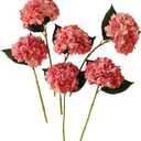 Coral Hydrangea Artificial Flowers,6 Pcs Faux Hydrangea Flowers,Artificial Hydrangeas Flowers with Stems,Fake Hydrangeas,Hydrangea Silk Flowers Color with Stems for Home Decor (6, Coral)