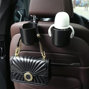 Car Seat Headrest Hook Organizer with Cup Holder - Universal Vehicle Storage Hanger for Handbags, Groceries, Backseat Organizer, Car Accessories Fit All Cars(Black)