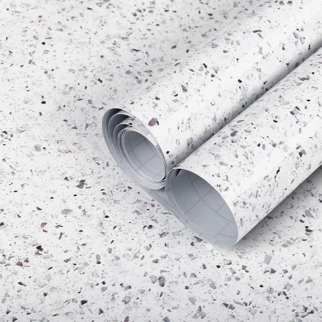 Decoroom Granite Contact Paper for Countertops, 17.7" x 118", Thickened Glossy Waterproof Peel and Stick, Self-Adhesive Marble Wallpaper for Kitchen, Bathroom, Cabinets, and Countertop Refinishing