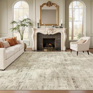 Soalmost Abstract 7x10 Area Rug for Living Room Washable Rugs Beige/Gray