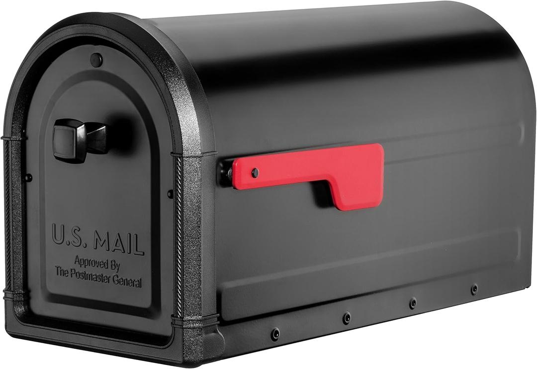 Architectural Mailboxes Roxbury Heavy Duty Steel Metal Post Mounted Mail Box for Outside, Black, Large Curbside Mailbox with Magnetic Latch