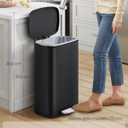 SONGMICS 13 Gallon (50 L) Trash Can, Stainless Steel Kitchen Garbage Can, Recycling or Waste Bin, Soft Close, Step-On Pedal, Removable Inner Bucket, Black ULTB050B01