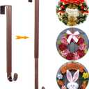 Wreath Door Hanger,Easter Decorations Wreath Hangers for Front Door, Adjustable Over the Door Hooks for Hanging Welcome Sign Length from 15 to 25 Inches,Metal Front Door Porch Apartment Decor (Bronze)