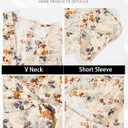 Womens Wrap V Neck Short Sleeve Dress 2025 Summer Floral Boho Dress Ruffle A Line Flowy High Low Midi Dresses (M)