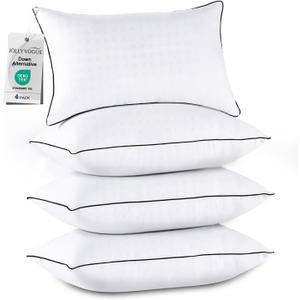 JOLLYVOGUE Pillows Standard Size Set of 4, Cooling and Supportive Bed Pillows with Super Soft Down Alternative Fill, Hotel Quality for Side, Back, and Stomach Sleepers, 4 Pack