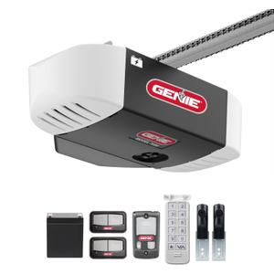 Genie Chain Drive 750 3/4 HPc Garage Door Opener w/Battery Backup - Heavy Duty - Operate your garage door when the primary power is out - Wireless Keypad Included, Model 7035-TKV,BLACK