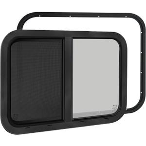 RV Window for Cargo Trailer,42" W x 22" H RV Window Replacement for Camper Travel Trailer Cargo Van,Horizontal Sliding with Trim Ring Fit 15/16" or 1-3/8" Thick Wall,Allow Error 1/16",DOT Approved