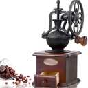 Burr Coffee Grinder, Vintage Style Wooden Hand Grinder, Classic French Press Coffee Mill With Brush