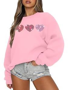 LUKYCILD Love Sweatshirt Women Valentine's Day Shirts Funny Graphic Long Sleeve Lightweight Shirt Holiday Pullover Tops, XXL