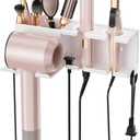Hair Dryer Holder, Hair Tool Organizer, Blow Dryer Hanger Wall Mount for Dryer Hook, Bathroom Space-Saving Blow Dryer Organizer, Curling Irons Storage Wall Mounted White