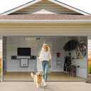 Garage Door Screen 1 Car 8x7ft Garage Screen Door,Upgraded PET Mesh Stronger Than Fiberglass and Polyester,Heavy Duty Weighted Bottom and Magnetic Closure,Hands Free,Easy Assembly