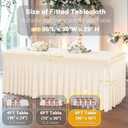Shillance 2 Packs Ivory Spandex Tableclothes for 8 Foot Rectangle Table, Spandex Table Covers 8FT Stretch Table Skirts Rectangle Wrinkle Free Fitted Table Cloth for Event, Wedding, Banquet & Parties