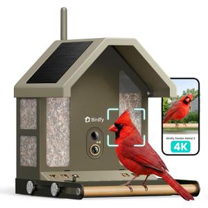 Birdfy Smart Bird Feeder with Camera, 4K UHD Video, Dual-Band 2.4/5GHz Wi-Fi, Solar Powered, AI Identification Lifetime Free, Bird Watching Gift for Bird Lovers
