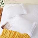 2 x Vonty Ruffled Pillow Cases Queen Pillowcases(20x30), Decorative Ruffle Pillowcases - White Pillow Cases Set of 2, Scalloped Euro Sham Farmhouse Pillow Shams with Envelope Closure