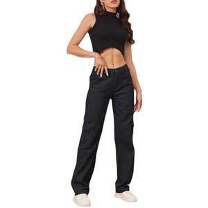 THWEI Cargo Pants for Women High Waisted Casual Pants Y2K Streetwear with 6 Pockets, L 