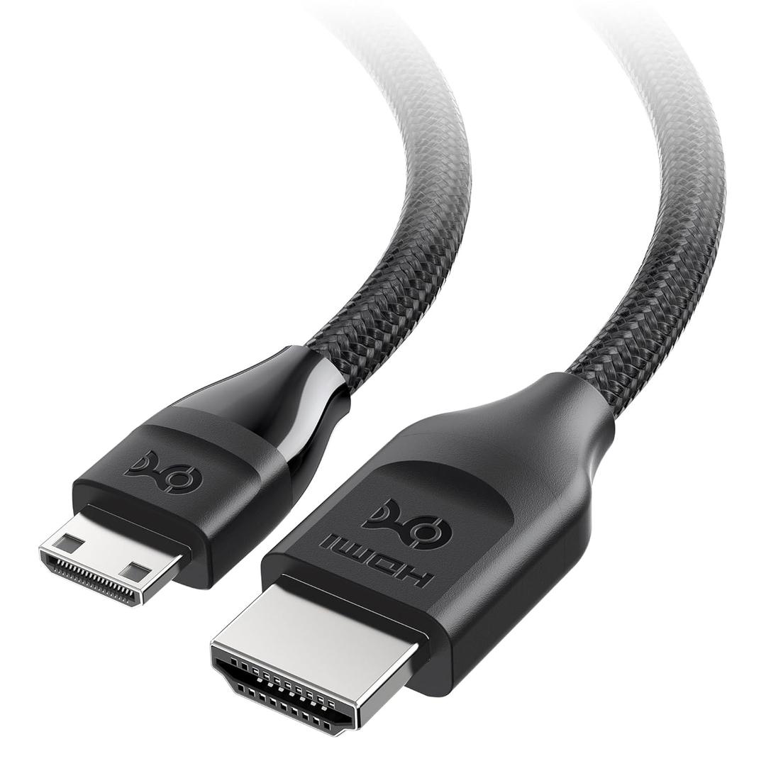 Cable Matters 48Gbps 8K Mini HDMI to HDMI 2.1 Cable - 6.6ft, Supports 8K@60Hz / 4K@240Hz with HDR, MiniHDMI Cable Works with DSLR Camera, Camcorder, Portable Screen/Monitor and Raspberry Pi Zero