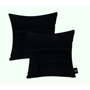 Phantoscope Pack of 2 Sherpa Solid Throw Decorative Pillow Cover Decorative Faux Fur Fluffy Cushion Cases Soft Square Pillow Cases for Bedroom/Couch, Black 20 x 20 Inches
