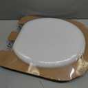 Mayfair Padded Toilet Seat with Chrome Hinges, Soft Vinyl over Wood Core Seat, Made in USA, Round, White