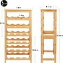 Wine Rack Free Standing Floor, 6-Tier 24 Bottles Display Wine Storage Shelves with Table Top, Easy-Assembly Freestanding Bamboo Wine Racks for Kitchen Dining Room Bar, Natural