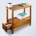 ENKEZI Narrow End Table with Drawer and Shelf  Slim Side Table for Small Spaces, Nightstand for Bedroom or Living Room, Small Bedside Table (Bottom Drawer)