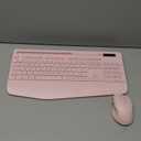 SABLUTE Wireless Keyboard and Mouse, Wrist Rest, Phone Holder, Batteries Included, 2.4G Lag-Free Ergonomic Keyboards Mouse Combo, Silent Keyboard Cordless Set for Computer, Laptop, PC, Windows, Pink (1 Pack)