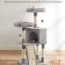 Feandrea Cat Tree, 45.3-Inch Cat Tower, Plush Condo with Scratching Post, Ramp, Perch, Spacious Cave, for Small Space, Light Gray UPCT141W01