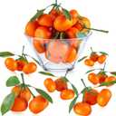 WILLBOND 7 Clusters Artificial Mini Orange Simulation Decorative Tangerine Kitchen Table Fake Orange Realistic Artificial Fruit Bowl Tray Faux Fruit for Home Party Kitchen Festival Decor