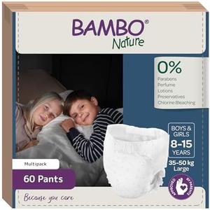 Bambo Nature Premium Dreamy Night Pants, Pull Up Pants, Eco-Labeled Night Time Diapers, Secure, Comfortable, Skin Friendly : Children Aged 8-15 Years, 60 Count (3 Packs)