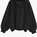 Hilinker Womens V Neck Oversized Sweatshirts Casual Drop Shoulder Long Sleeve Pullover Tops, XS