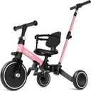 Glaf Tricycle for Toddlers 1-3 Toddler Bike with Push Handle 2-4 Years Baby Bike Toys for 2 Years Boys and Girls Balance Bike with Adjustable Seat Height and Backrest Birthday Gift (Pink