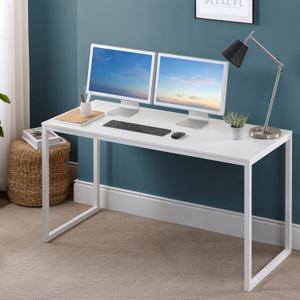 ZINUS Jennifer 55 Inch White Frame Desk, Computer Workstation, Office Desk, Easy Assembly, White