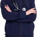Medical Scrubs Set, Two-Piece Uniform with Full Zip Jacket 4 Way Stretch Workwear (X-Large, Navy Blue)