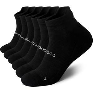Wildarms Coolmax Bamboo Viscose Compression Running Socks for Men 3 Pairs Athletic Anti Blister Socks Cushioned Ankle Socks (Black)