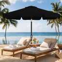 AreShark 9FT Valance Patio Umbrella, Outdoor Table Umbrella with Tilt and Crank, Outdoor Market Umbrellas W/ 8 Sturdy Ribs UV Protection for Garden, Deck, Backyard and Pool, Black