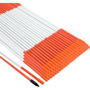 Growsun Driveway Marker 48 inch Orange Fiberglass 5/16 inch Dia Snow Fence Reflective Plow Stakes for Yard Walkways Parking Lots Safety Rods Edge, Pack of 25