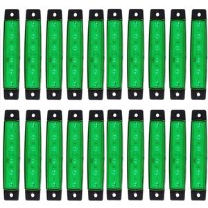 Green LED Side Marker Lights (Pack of 20) 6 LED 2835 SMD Clearance Lamps for Truck Trailer RV Campervan Pickup Tractor Lorry SUV Boat 12V DC Shockproof