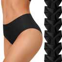 Nylon Underwear for Women, Seamless Panties, Hipster No Show Invisible Briefs, Mid Waist, Multi, 6 Pack (Large, Black)