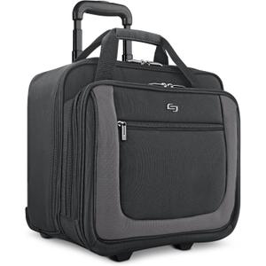 Solo New York Rolling Case with Wheels - Roller Laptop Bag, Wheeled Briefcase for Women & Men, Carry On Size for Travel, Fits 17.3" Computer - Bryant, Black & Grey