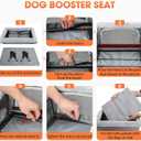 JOEJOY Deluxe Dog Booster Seat with Sturdy Metal Frame and Safety Leash for Small Pets up to 20 lbs - Portable Puppy Dog Car Seat with Thick Cushion and Storage Pockets for Small Dogs