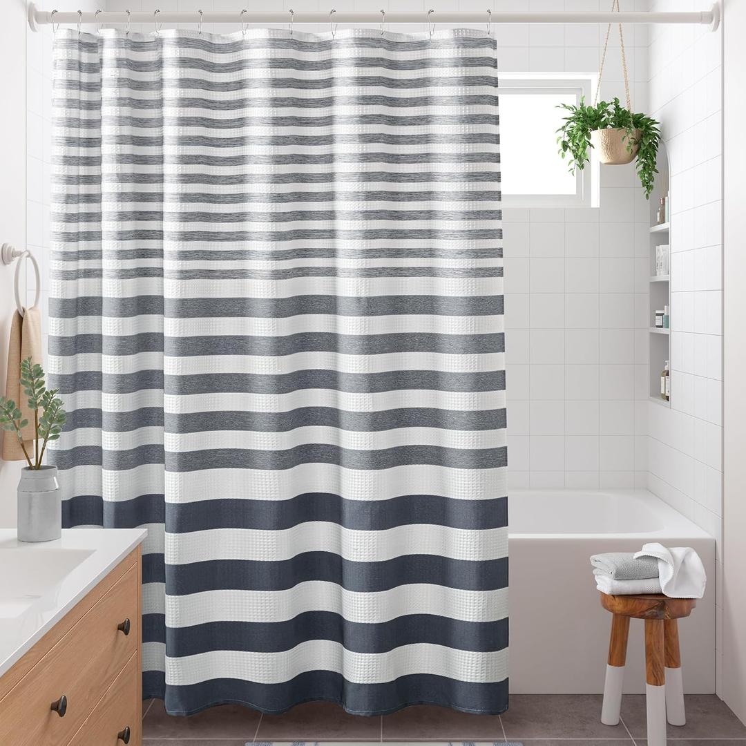 Madison Park Shower Curtain Spa Waffle Weave Shower Curtain for Bathroom 3M Scotchgard Moisture Management, Spa Quality Modern Shower Curtains for Bathroom, Standard: 72x72 Blue Ombre