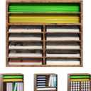 Alpeir 12x12 Scrapbook Paper Storage for Craft Room, Stackable 12 Slots with Adjustable Shelves, Wooden Craft Storage Organizer for A3 A4 Paper Storage Scrapbook Supplies Vinyl Roll, Anqitue