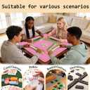 Hot Pink Leopard Mahjong Mat 31.5 x 31.5 Inch, Preppy Pink Y2K Cheetah Non-Slip Noise Reduction Mahjong Table Mat for American Mah Jong Poker Card Board Games Dominoes, 80 cm x 80 cm x 3 mm